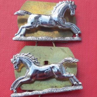 3rd King's Own Hussars - White Metal Collar Badges.