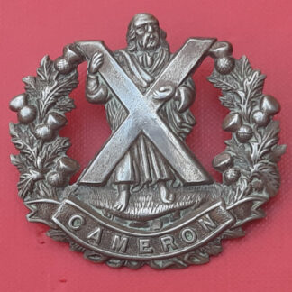 The Queen's Own Cameron Highlanders - White Metal Cap Badge.