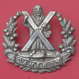 The Queen's Own Cameron Highlanders - White Metal Cap Badge.