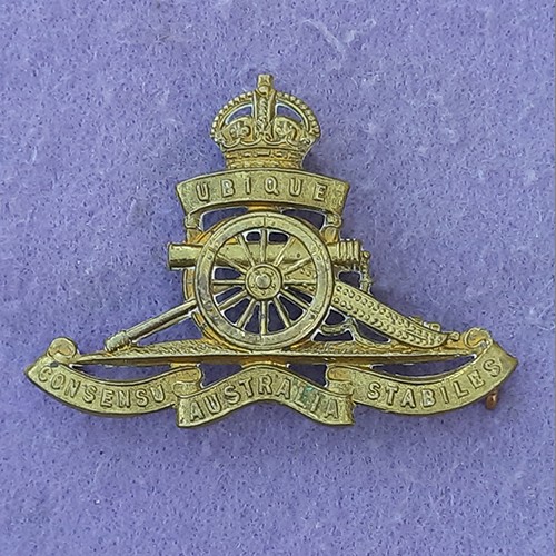 Royal Australian Artillery – Kings Crown Gilding Metal Cap Badge ...