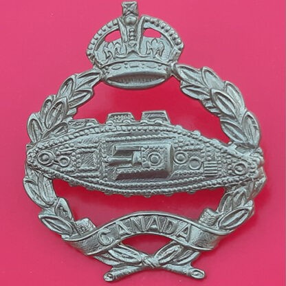 Canadian Armoured Vehicles Training Centre - White Metal Kings Crown Cap Badge