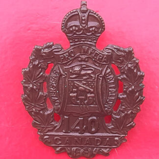 (Canada) WW1 Canadian Expeditionary Force 140th Infantry Battalion (St. John's Tigers) - Bronze Cap Badge