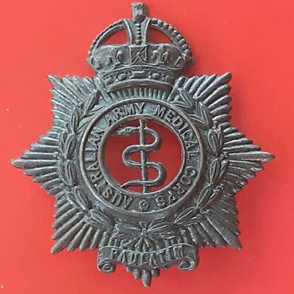 (Australia) The Australian Army Medical Corps - King's Crown Bronzed Helmet Badge