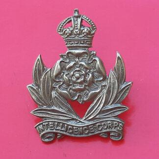 The Intelligence Corps - King's Crown Silver Plated Collar Badge