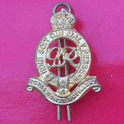 The Royal Horse Artillery - King's Crown Gilding Metal Cap/Collar Badge