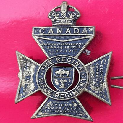 (Canada) The Regina Regiment - King's Crown Blackened Brass Cap Badge