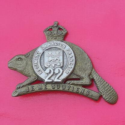 (Canada) The Royal 22e Regiment - King's Crown Bi-Metal Cap Badge
