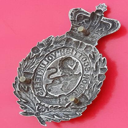 The London Scottish Volunteers - Queen Victoria's Crown White Metal Pouch Badge - Image 2