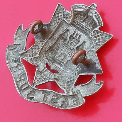 The 2nd Volunteer Battalion The East Surrey Regiment - Queen Victoria's Crown White Metal Cap Badge - Image 2