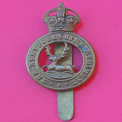 The Hertfordshire Regiment - King's Crown Gilding Metal Cap Badge