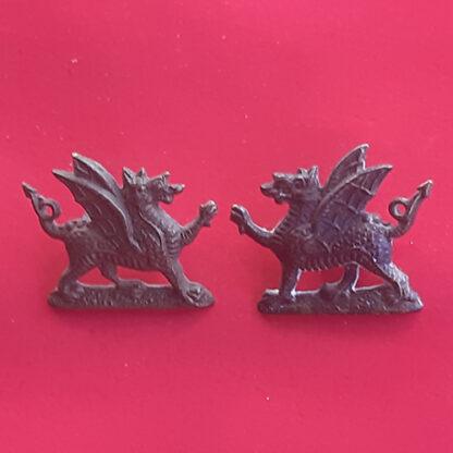 The Brecknockshire Battalion - Gilding Metal Collar Badges