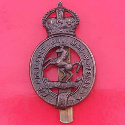 Royal East Kent Mounted Rifles - King's Crown Bronze Cap Badge