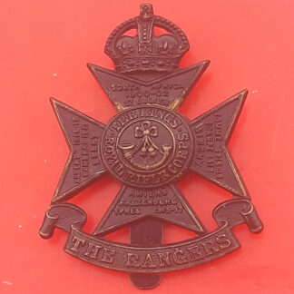 12th London Regiment (The Rangers) - King's Crown Blackened Brass Cap Badge