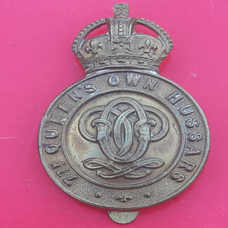 The 7th Queen's Own Hussars - WW1 Economy Issue Gilding Metal Cap Badge