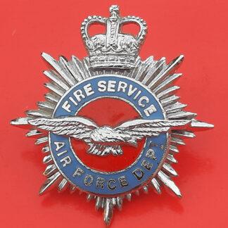 Fire Service Air Force Department - Queen's Crown Chromed & Enamel Cap Badge
