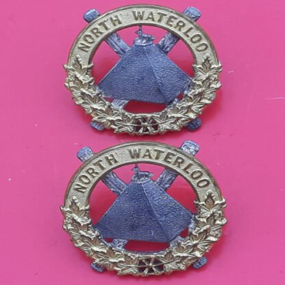 (Canada) The North Waterloo Regiment (Royal Scots Fusiliers Of Canada) - Officer's Silver & Gilt Collar Badges