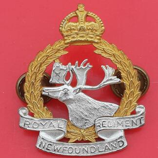 (Canada) The Royal Newfoundland Regiment - Officer's King's Crown Silver & Gilt Cap Badge