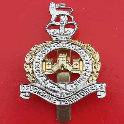The Devonshire Territorials - Gold And Silver Anodised Cap Badge