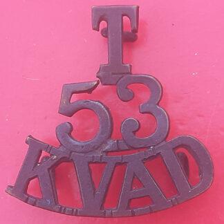 The 53rd Kent Volunteer Aid Detachment Territorials - Blackened Brass Shoulder Title