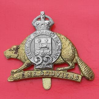 (Canada) The 22nd Canadian Francais Regiment - King's Crown Bi-Metal Cap Badge