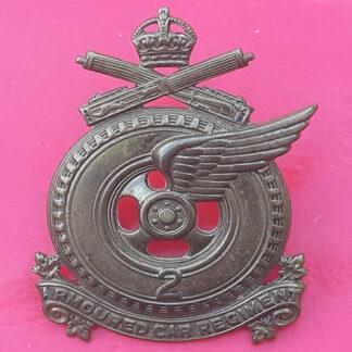 (Canada) The 2nd Armoured Car Regiment - King's Crown Gilding Metal Cap Badge