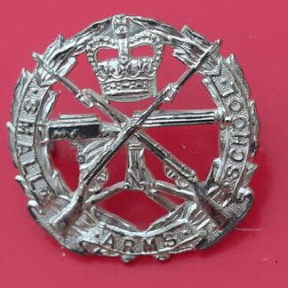 The Small Arms Service Corps - Queen's Crown Silver Plate Cap Badge