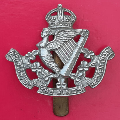 8th (Irish) Battalion The King's Regiment Liverpool - King's Crown White Metal Cap Badge