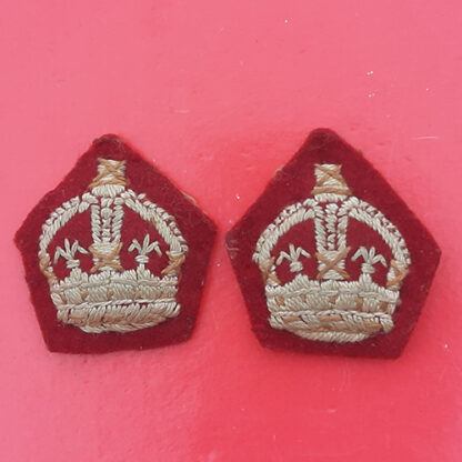 WW2 King's Crown Woven Cloth Major's Rank Badges