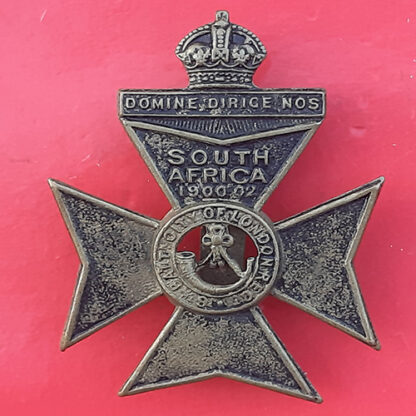 6th Battalion City Of London Regiment - King's Crown Blackened Brass Cap Badge