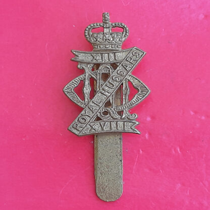 13th/18th Hussars - Queen's Crown Gilding Metal Cap Badge