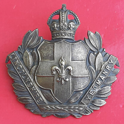 The Lincolnshire Yeomanry - King's Crown Gilding Metal Cap Badge