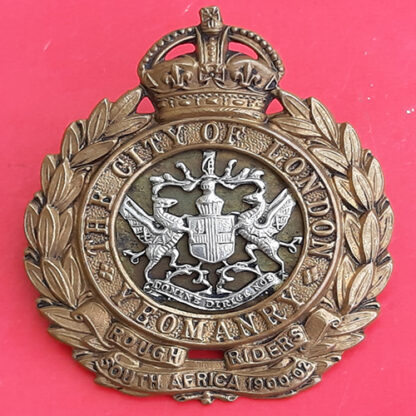 The City Of London Yeomanry (Rough Riders) - King's Crown Bi-Metal Cap Badge