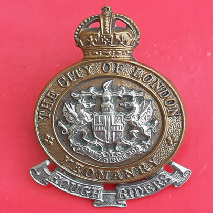 The City Of London Yeomanry (Rough Riders) - King's Crown Bi-Metal Cap Badge