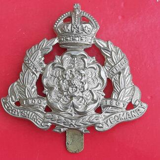 The Derbyshire Yeomanry - King's Crown White Metal Cap Badge