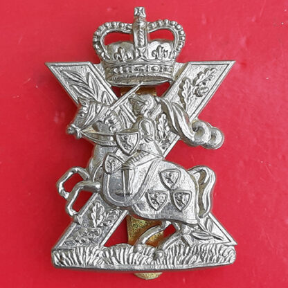 The Highland Yeomanry - Queen's Crown White Metal Cap Badge