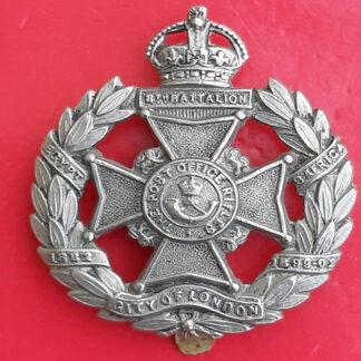 8th Battalion The Post Office Rifles - King's Crown White Metal Cap Badge