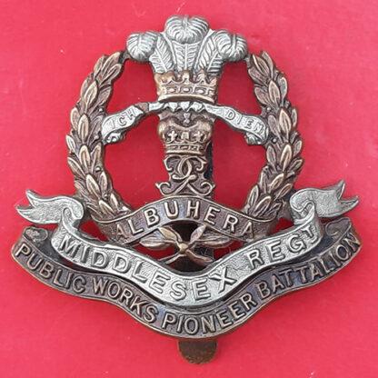 18th Middlesex Regiment (1st Public Works Pioneer Battalion) - Bi-Metal Cap Badge