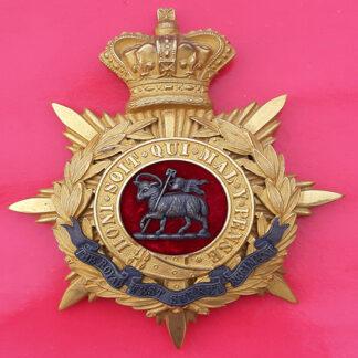 The Royal West Surrey Regiment - Queen Victoria's Crown Officer's Silver & Gilt Helmet Plate