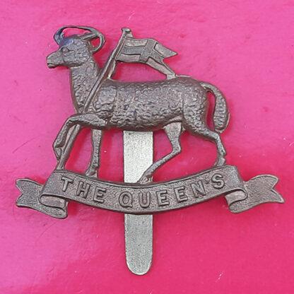The Queen's (West Surrey) Regiment - WW1 Economy Issue Gilding Metal Cap Badge