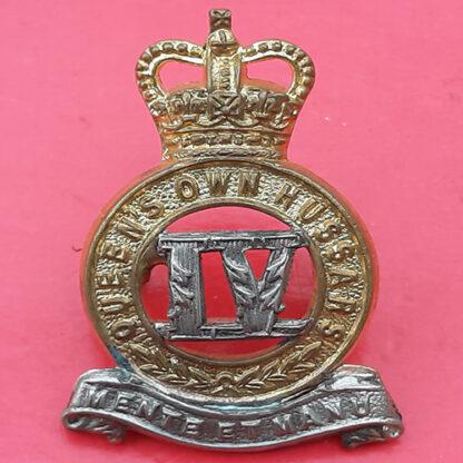 The 4th Queen's Own Hussars - Queen's Crown Bi-Metal Cap Badge