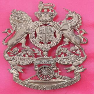 The Scottish Division Royal Artillery Territorials - Queen Victoria's Crown Gilding Metal Helmet Plate