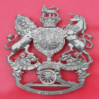 The 1st Forfarshire Artillery Volunteers - Queen Victoria's Crown White Metal Helmet Plate