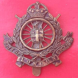 The City Of London Cyclists - King's Crown Gilding Metal Cap Badge
