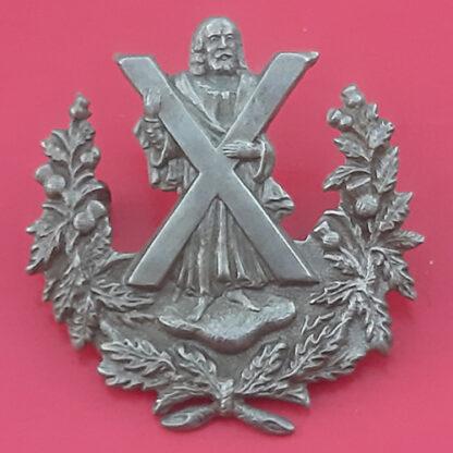Cameron Highlanders - White Metal Humel Cap Badge