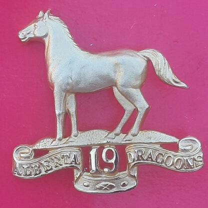 (Canada) 19th Alberta Dragoons - Officer's Gilt Cap Badge