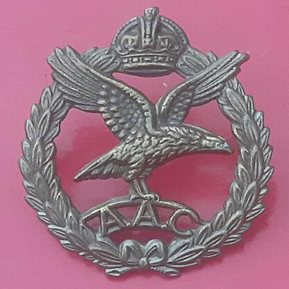 Army Air Corps - King's Crown White Metal Cap Badge