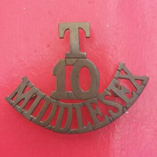 The 10th Middlesex Territorials - Cast Brass Shoulder Title
