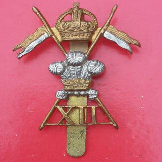 12th Lancers - King's Crown Bi-Metal Cap Badge