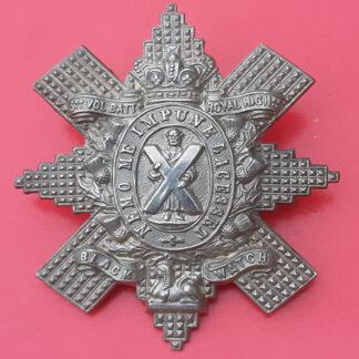 3rd Volunteer Battalion (Angus) - Queen Victoria's Crown White Metal Cap Badge