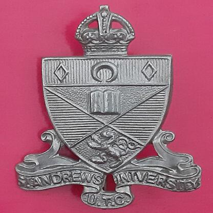 St Andrews University - King's Crown UTL White Metal Cap Badge